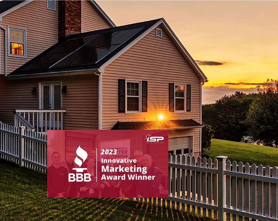 Home with iSP solar panels and BBB 2023 Innovative Marketing Award