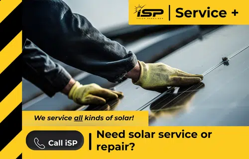 iSP Solar Service Plus Person Repairing Solar Panel