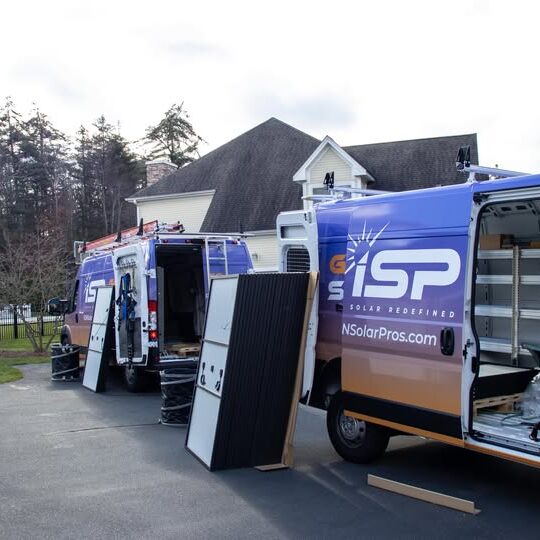 iSP Solar installation vans and panels