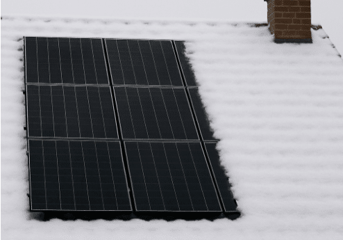 Solar panels with snow guards in Connecticut winter